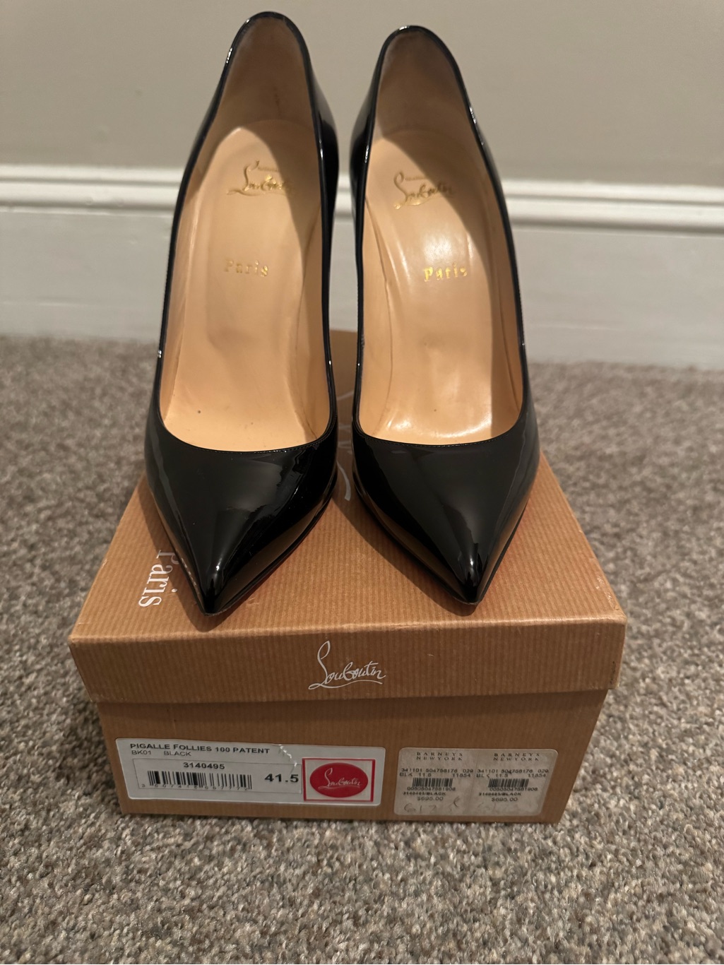 Christian Louboutin Black Patent Pointed-Toe Pumps